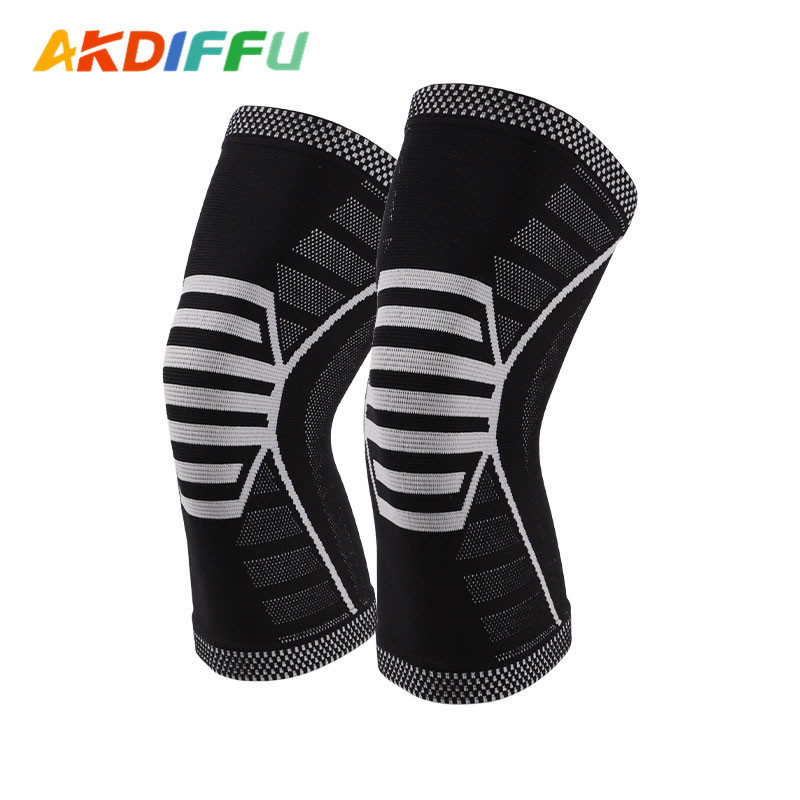 Deportes equipo de protección de punto rodillera de cuatro lados de nylon elástico de la rodilla pad de presión de los deportes de pescado