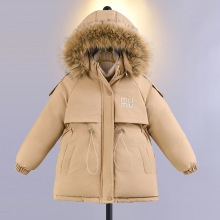 派克服外套加绒2025年冬季中大童夹棉中长款棉袄儿童冬装棉衣羽绒