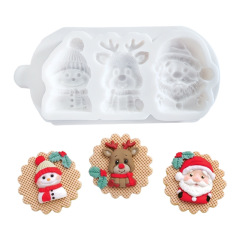 サンタクロースヘラジカクリスマス雪だるまスノーフレークシリコンモールドフォンダンケーキデザートチョコレートドライペース