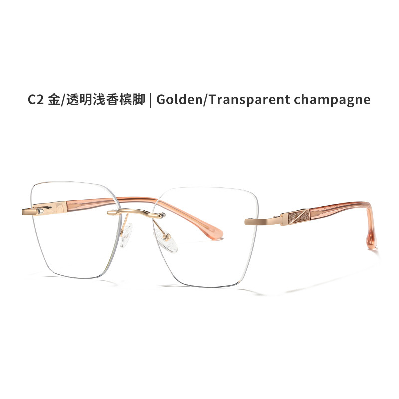 跨境新款无边框防蓝光眼镜女士外贸高清眼镜框可配近视眼镜79005|undefined