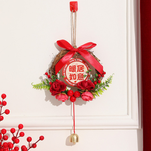 Housewarming garland hangings, rattan bells, door blessing pendants, new home decoration ceremony decoration supplies