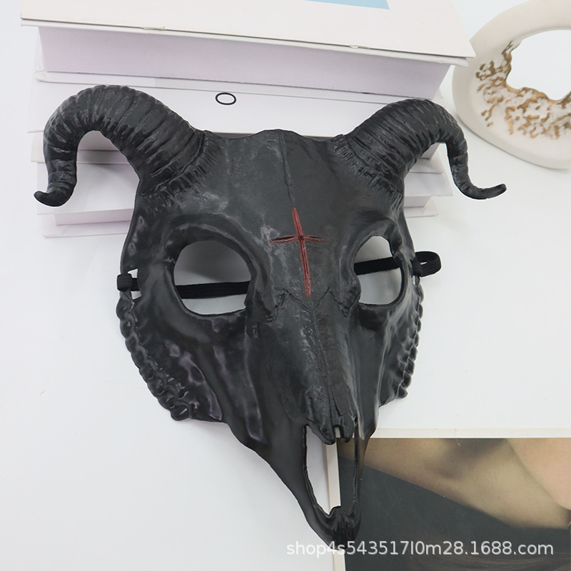 Halloween simulación máscara de plástico de cabra diabólica fiesta máscara de cráneo animal máscara de terror máscara facial completa