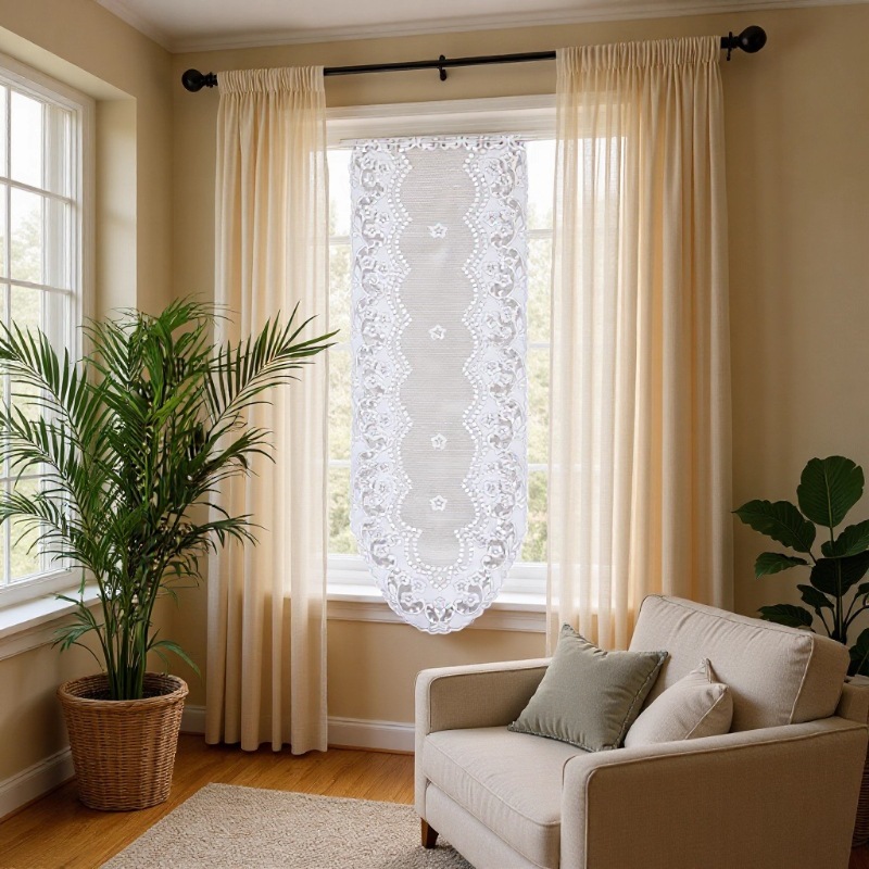 New Warp Knitted Lace Vertical Hanging Curtain A European Style Modern Simple Lace Curtain Hanging Curtain