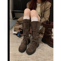 纽约漫行～长筒靴新款骑士靴英伦厚底美拉德西部堆堆靴女