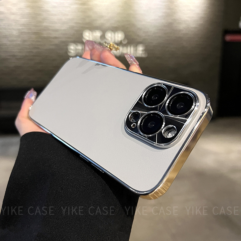 iPhone16pro Apple 14ProMax 携帯電話ケース 15 新しい 14pro に適した秋冬の軽い高級無地レザーテクスチャー|undefined