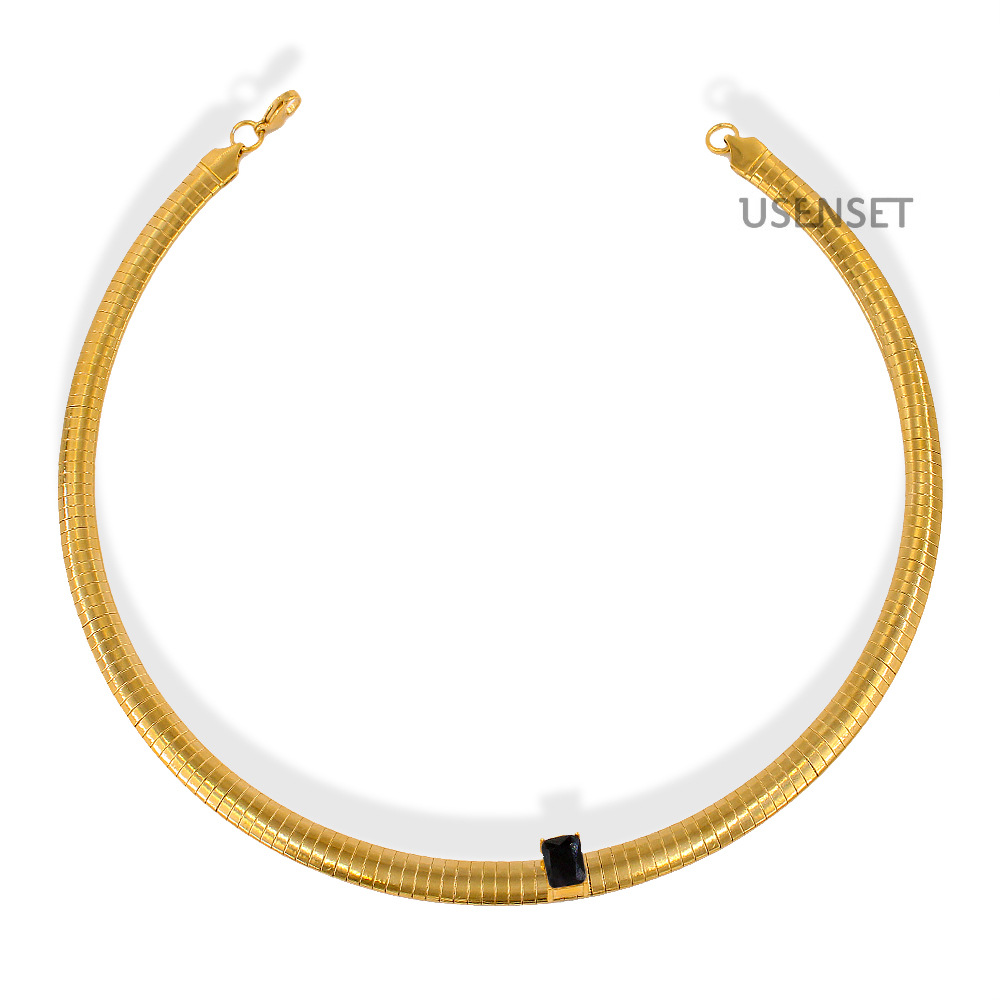 INS Style Square Stainless Steel Plating Inlay Zircon Bracelets Necklace 1 Piece