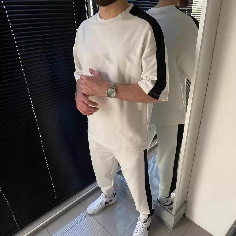 2024 nuevos hombres moda camiseta de manga corta pantalones otoño tendencia casual traje ME13 ML4