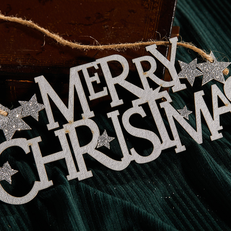 Buscando madera 18cm 21cm carta de Navidad decoración de Navidad Feliz Navidad color plateado placa