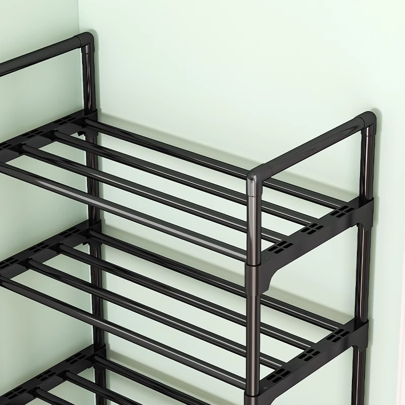 Estante de zapatos simple puerta interior estrecho multicapa pequeño alquiler de vivienda dormitorio estante de almacenamiento doméstico simple gabinete de zapatos