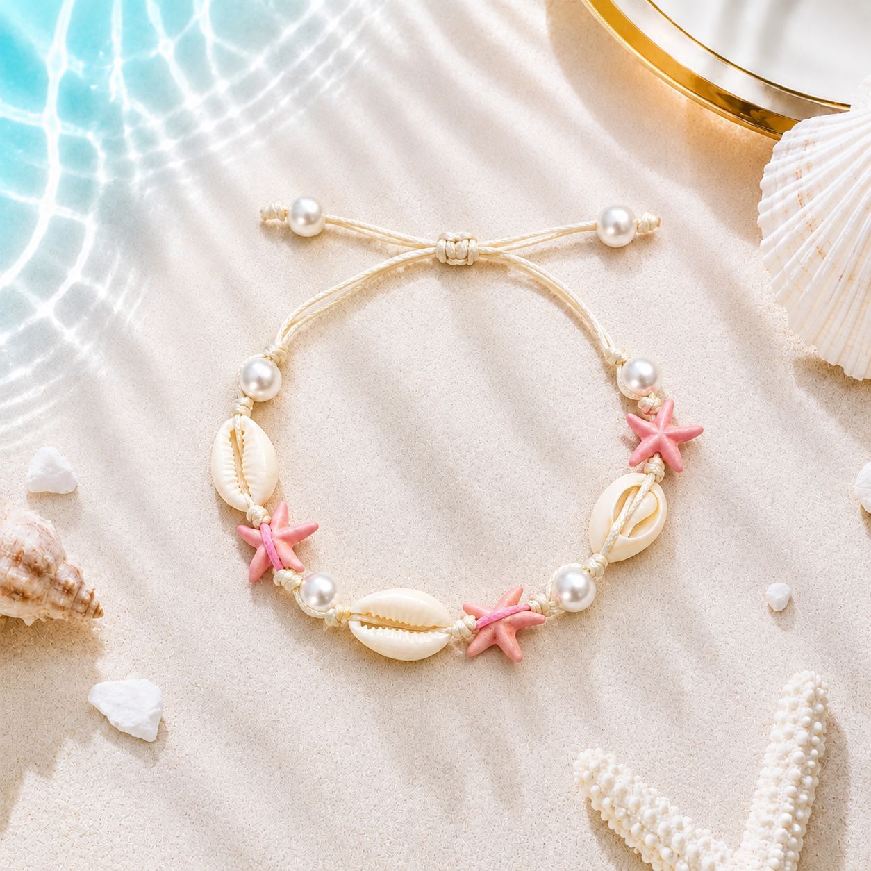 Concha natural, estrella de mar, caracola, pulsera tejida a mano, estilo oceánico, vacaciones en la playa, joyería de nicho para mujer, verano image 43