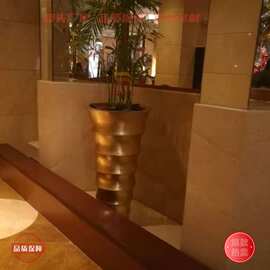 玻璃钢花盆菱形组合商场酒店售楼部厅堂美陈装饰户外景观花钵金色
