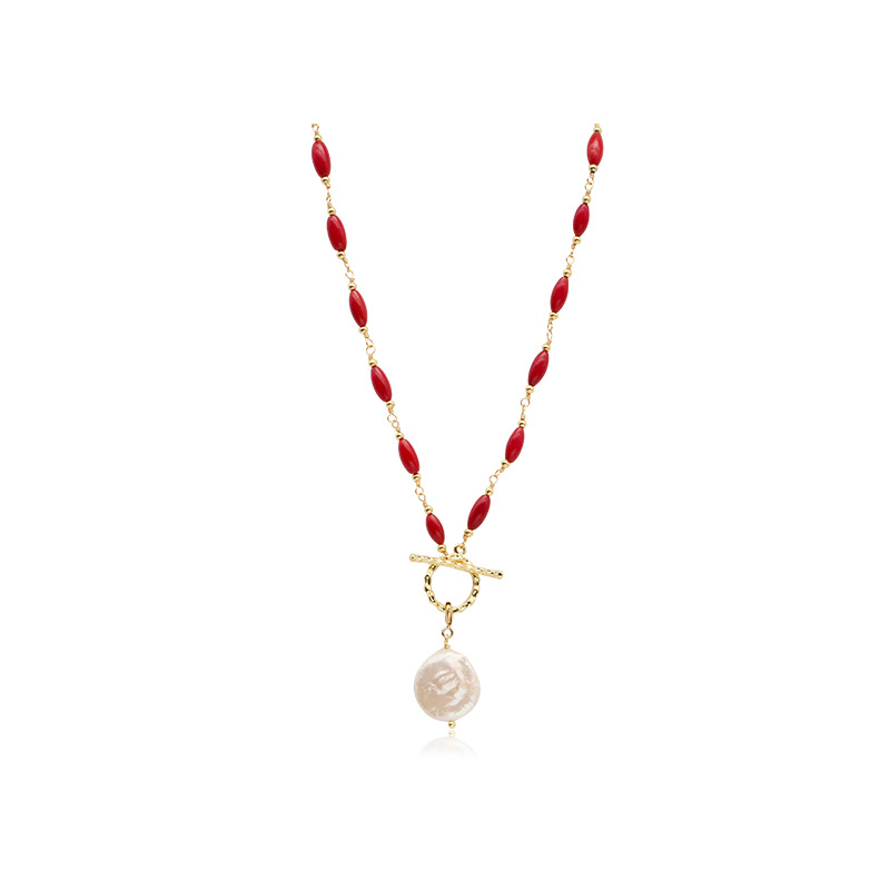 Collar barroco de perlas naturales de agua dulce nuevo diseño cadena de suéter otoño invierno moda joyería de color chapado en oro 18k