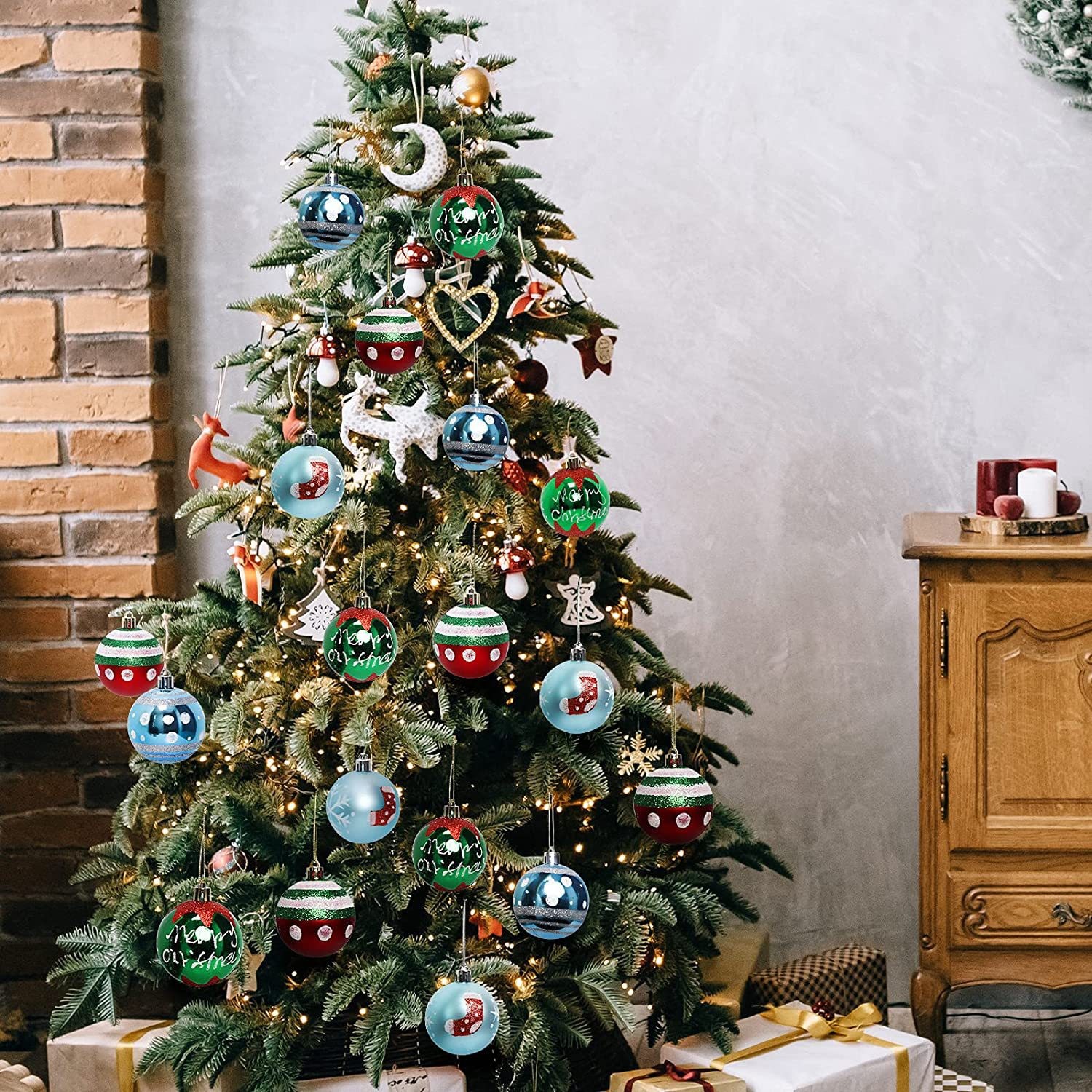 Transfronterizo nuevo 6CM24 barril pintado Navidad colgante conjunto de decoración de tiendas navideñas