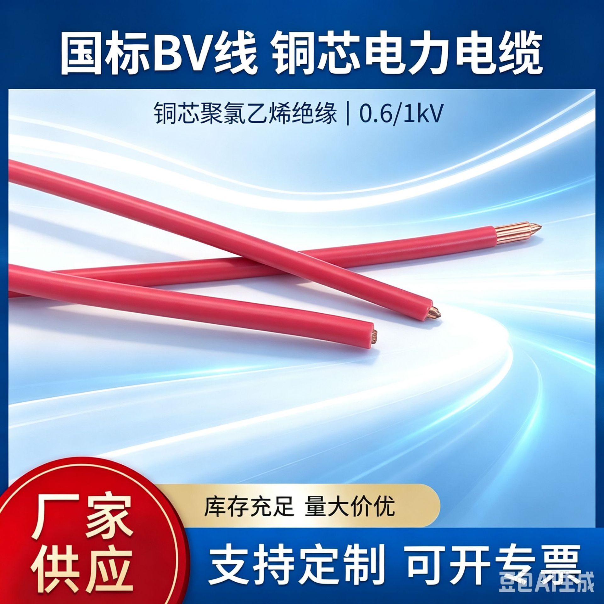 国标铜芯电线BV单芯铝芯电线 无铠装阻燃聚录乙烯家用