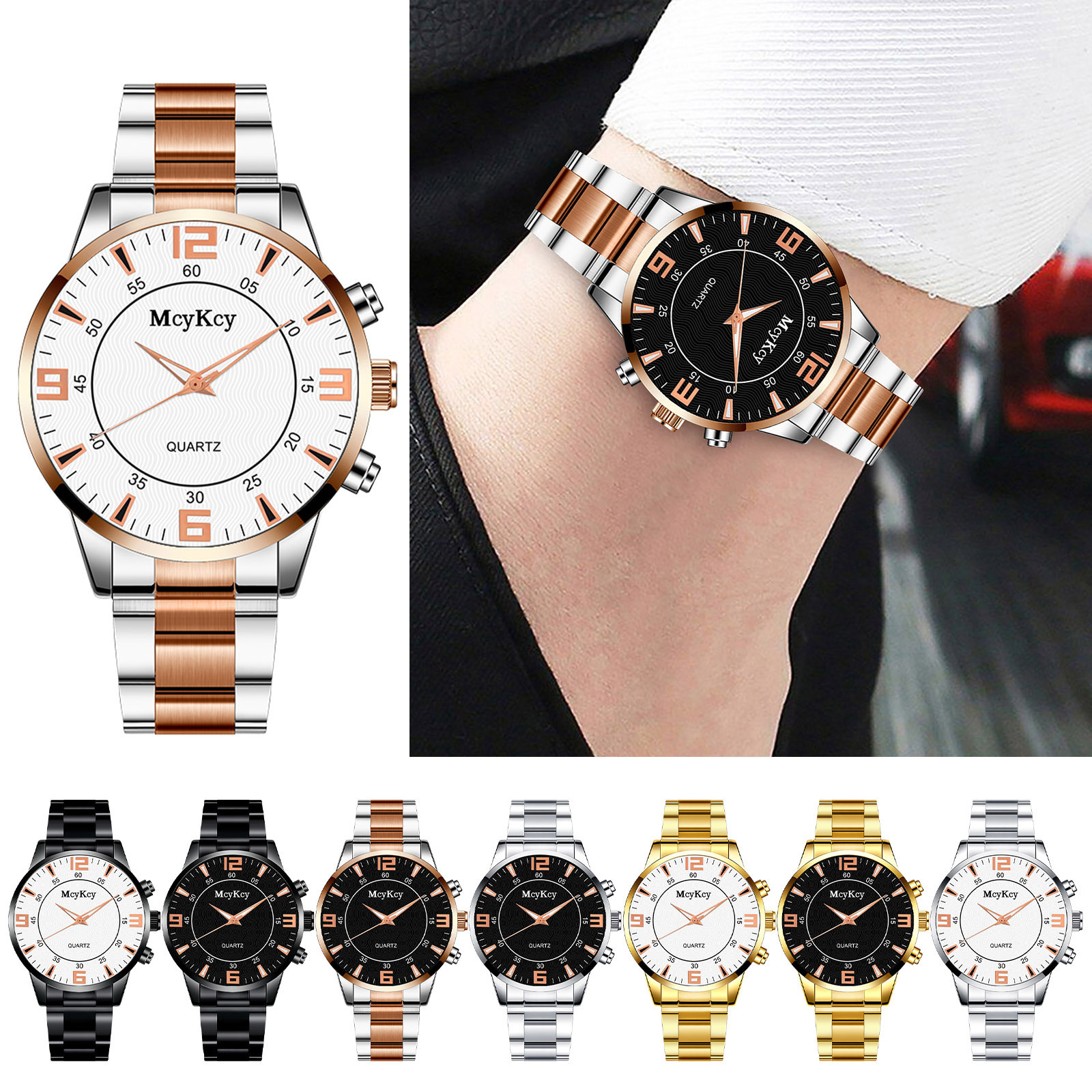 Direct Gift McyKcy Montre à quartz pour homme avec bracelet en acier allié simple_voghion.com
