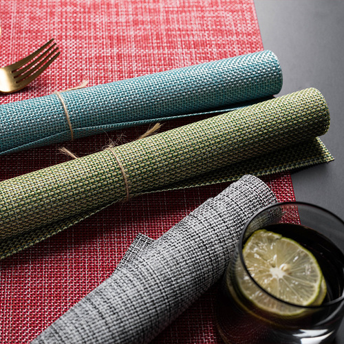 A unisex solid-colored Japanese-style thickened PVC anti-slip and heat-insulating dinner mat, modern minimalist rectangular cross-border mat