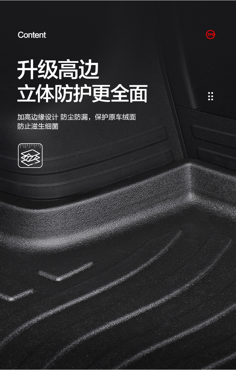 Suitable for Xiaopeng P7 Trunk Mat Auto Supplies Modified Accessories Interior Special TPE Waterproof Trunk Mat