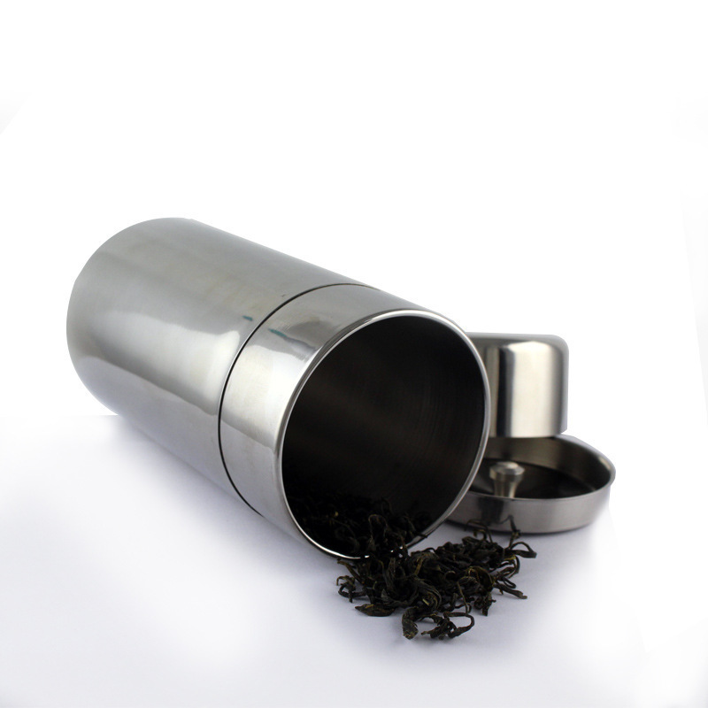 304不锈钢茶叶罐双盖密封茶罐茶叶通用罐便携式旅行杂粮罐密封