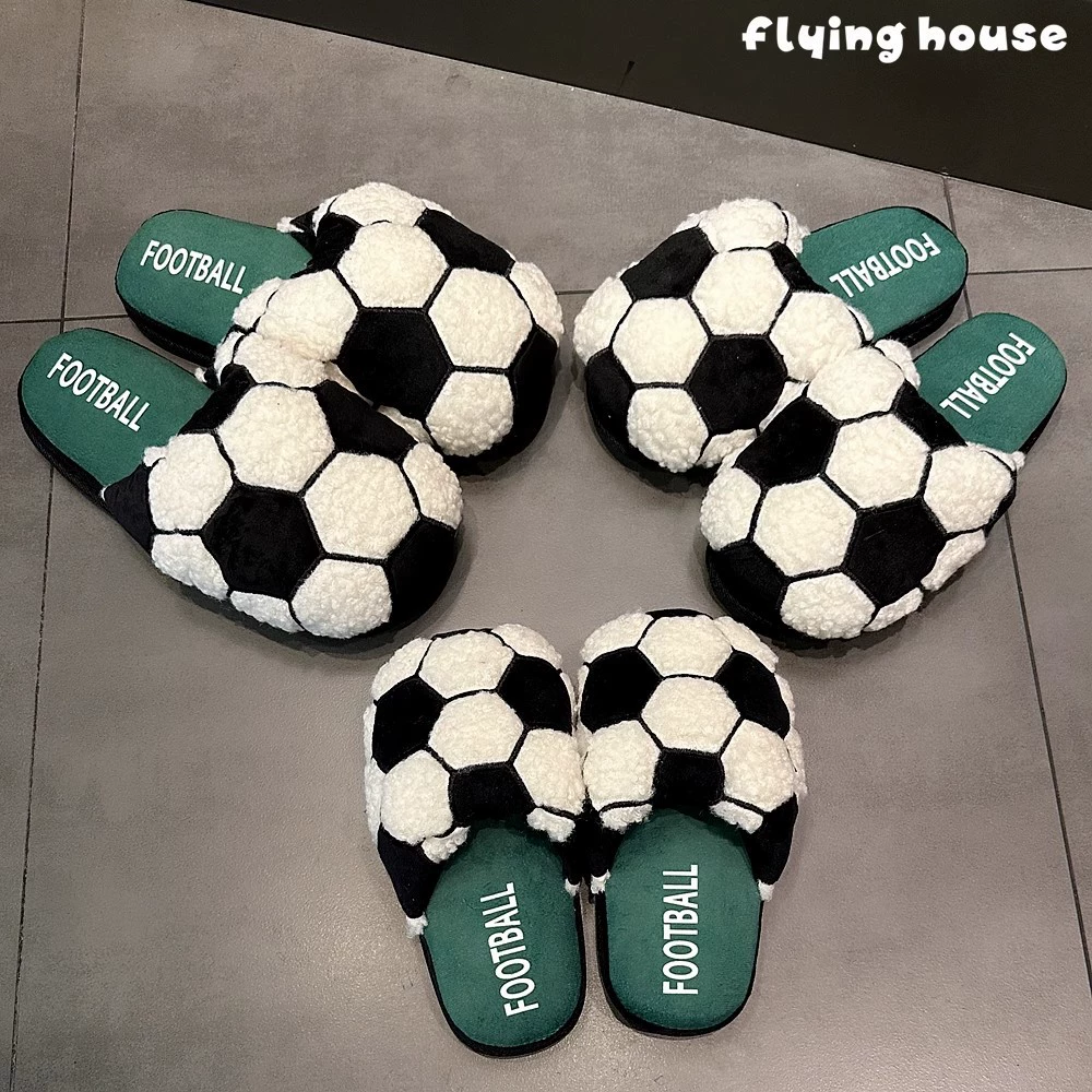Футбольные хлопковые тапочки, милые домашние Нескользящие плюшевые теплые хлопковые тапочки для родителей и детей с героями мультфильмов, Осень-зима, семья втроем