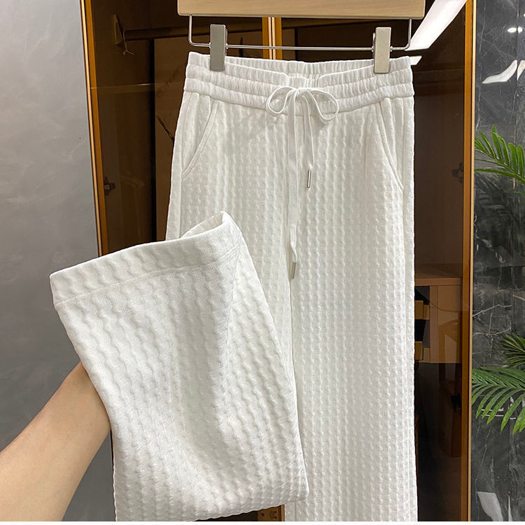 Pantalón jacquard de punto blanco