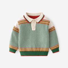 Cotton Knit Polo Neck Korean Style Boys Sweater Autumn/Winter Thick A-Grade Baby Knit Children's Sweater