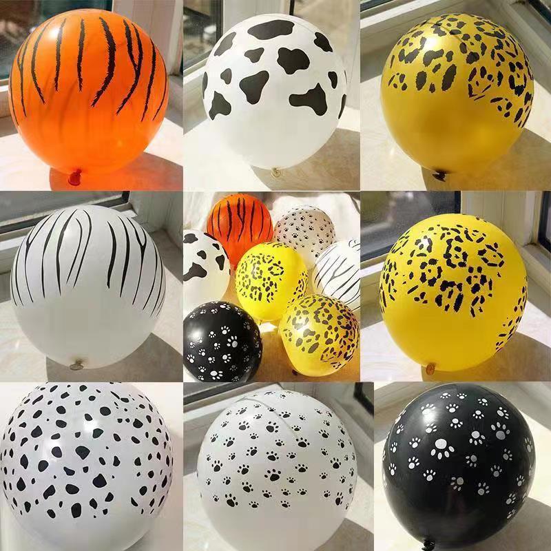 Striped latex balloons Jungle animal dog paw cow leopard latex ball…