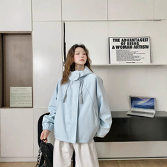 補足王2025春の韓国系ファッションブランドのファスナーのコートはカジュアルでゆったりしています。