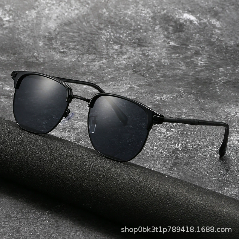 мужские солнцезащитные очки в полуоправе в стиле ретро, ​​элитные модные металлические солнцезащитные очки в стиле хип-хоп в европейском и американском стиле, элегантные женские очки