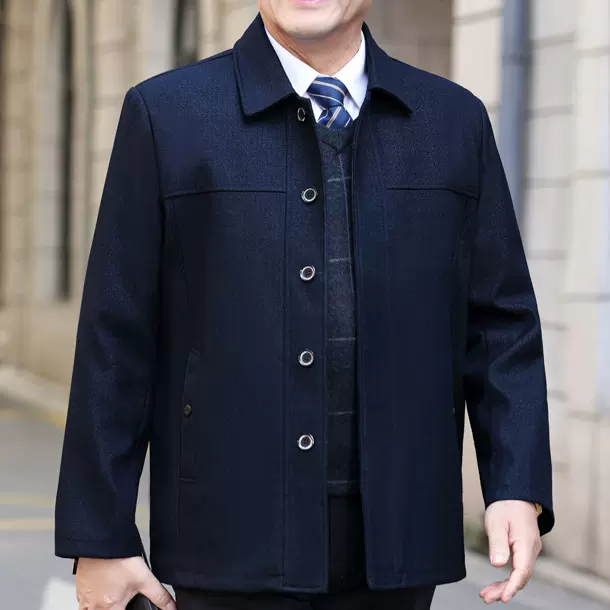 中老年男士外套春秋款男士休闲上衣中老年人男装爸爸装大码男外套