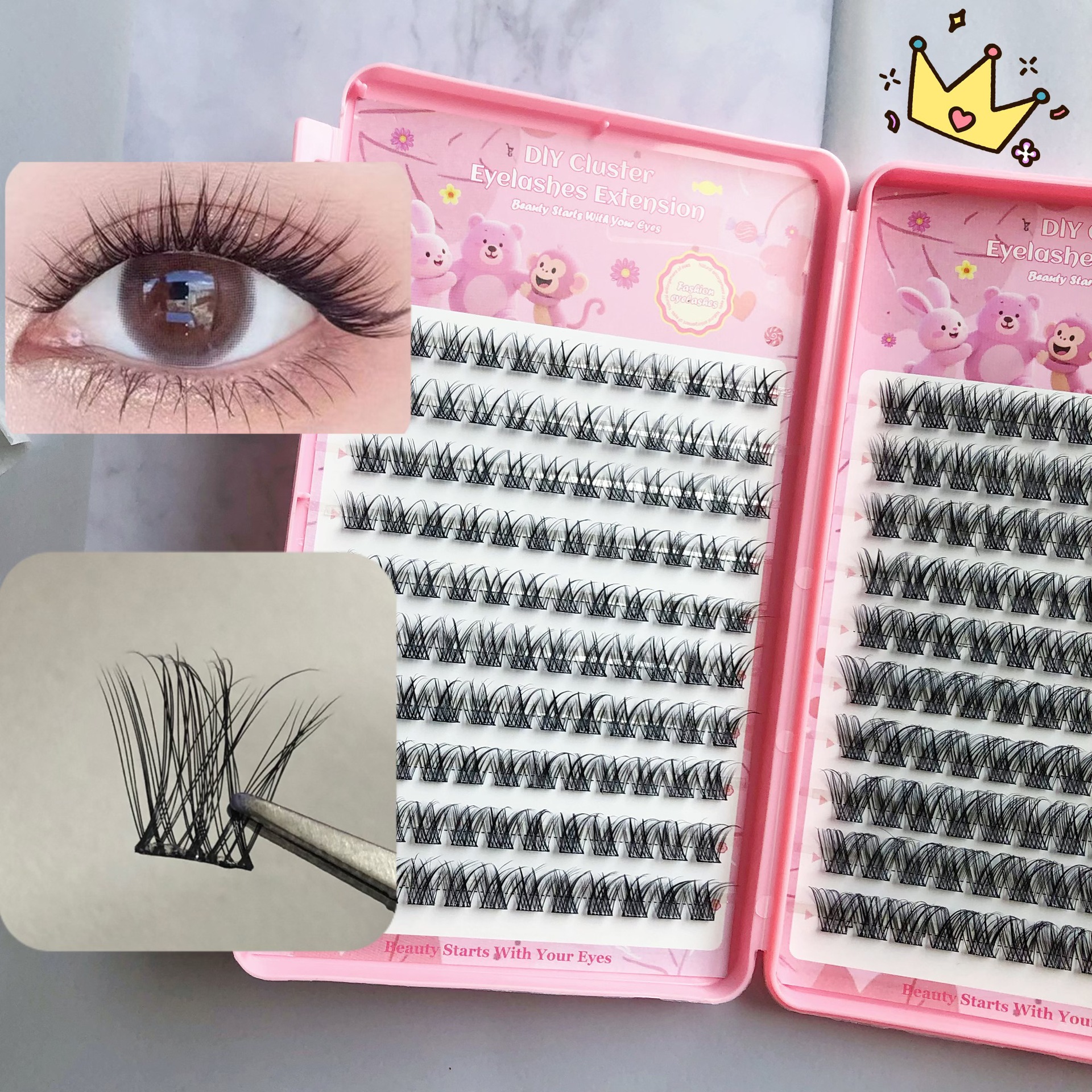 Transfronterizas pestañas falsas 30 - 100D comercio exterior caja de pestañas gruesas con pinzas de pegamento conjunto de pestañas falsas