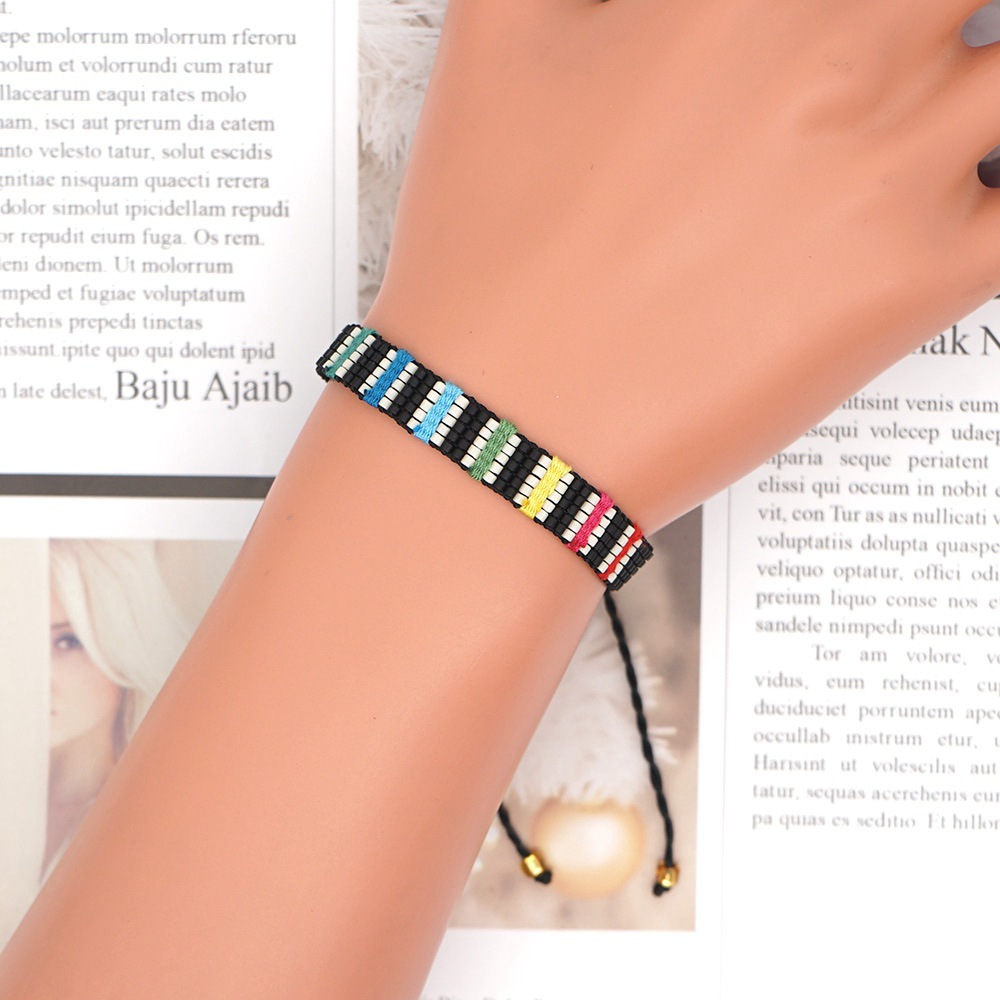 5g Weight No Inlaid Inlay Material Bracelets Classification Anniversary, Business, Travel Occasion Geometric Pattern Unisex Gender Simple Style Style Bohemian Style Beaded Rainbow Bracelet 15