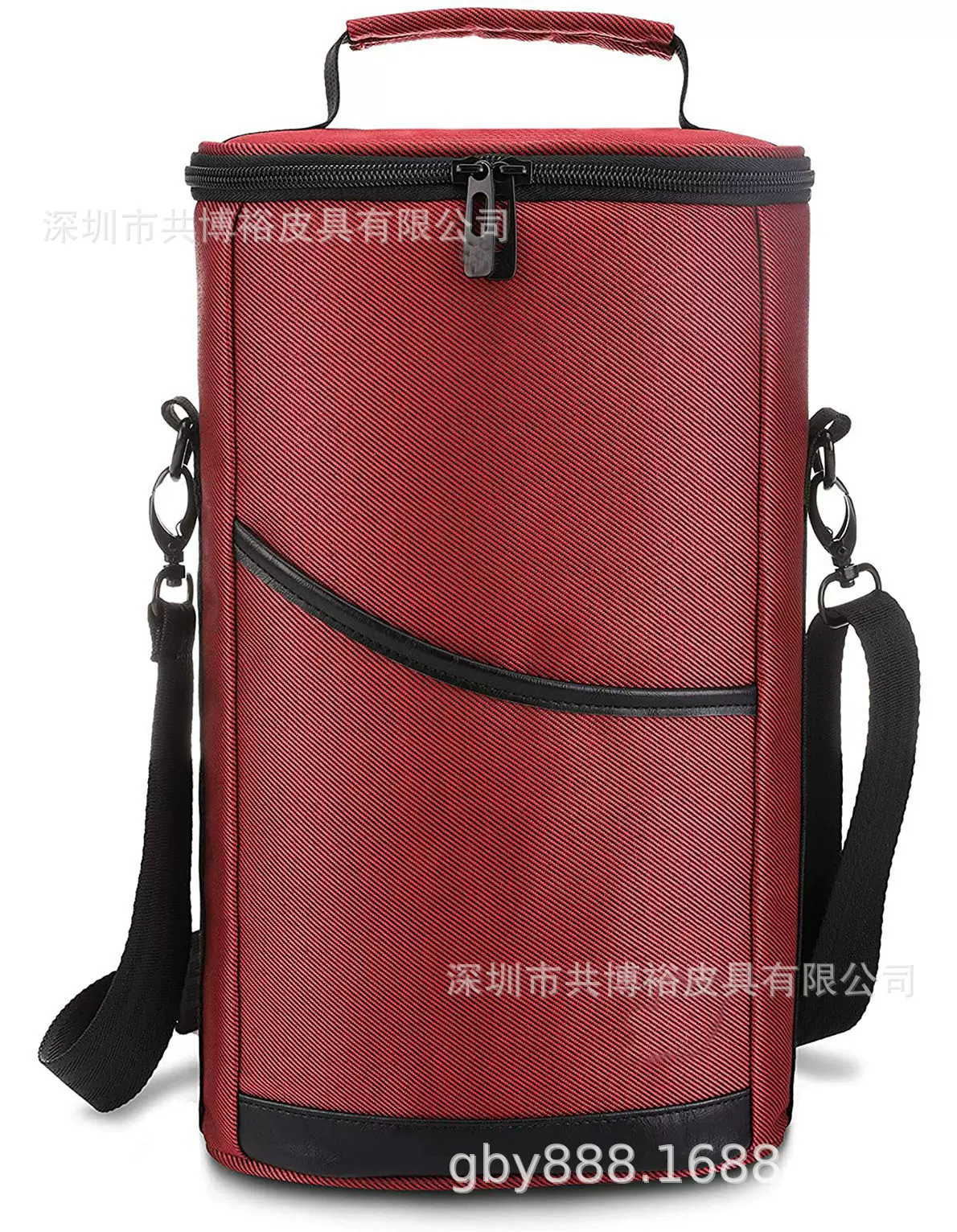 工厂定制涤纶斜纹2支装红酒冰包 保温包 水果保护袋保鲜袋撞色款