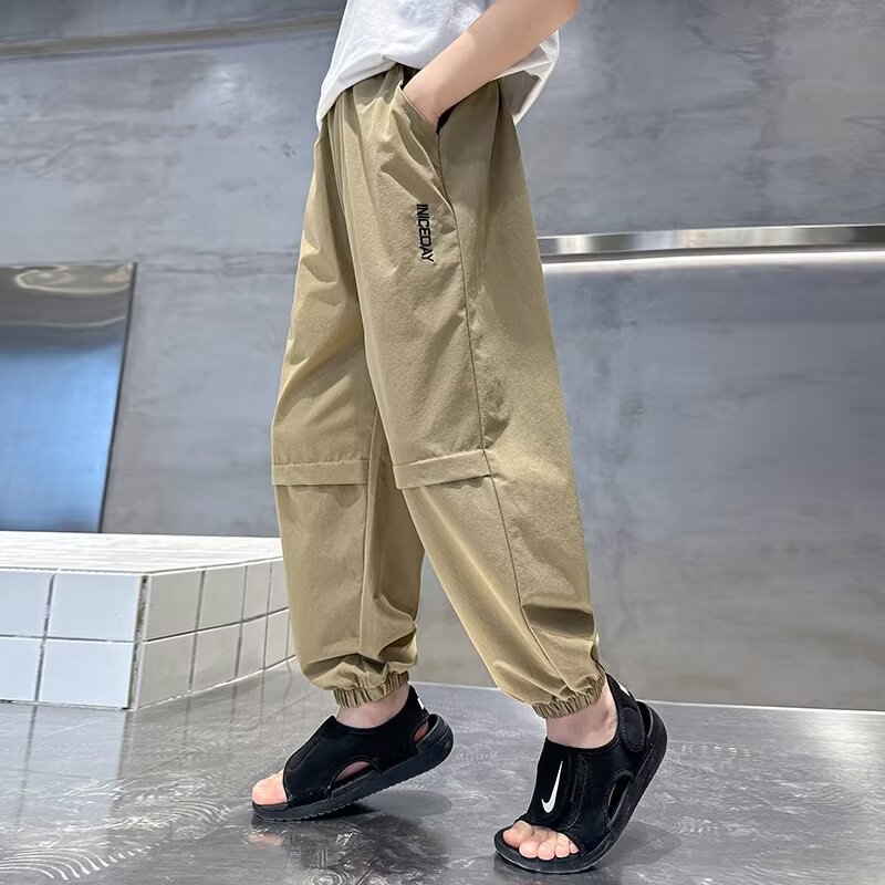 Boys' Summer Thin Ice Silk Quick-Dry Sports Pants Children's Casual Pants Fashionable Mosquito-Proof Pants