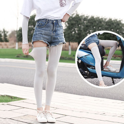 Summer Ice Silk Sunscreen Leg Socks for Men and Women, Leg Sleeve for Sports, Outdoor Running, Cooling Knee Protection, Stylish Leg Socks