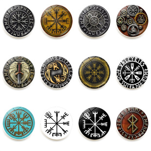 Nordic Viking Compass Time Gem Refrigerator Stickers Creative Magnetic Refrigerator Sticker Decorations 30mm