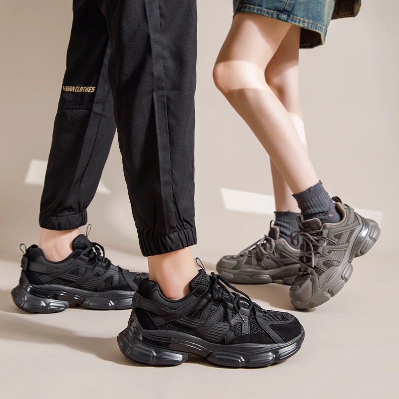 Zapatos de padre gris de la antigüedad 2026 nueva primavera zapatos de mujer casuales altos y zapatos deportivos de lana