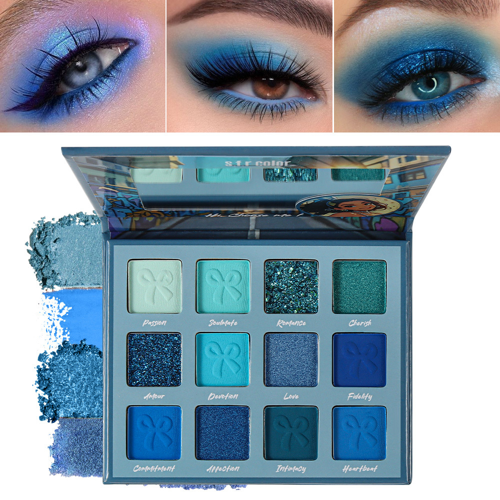 s.f.r color transfronterizo para el desarrollo de perlas mate fácil de colorear 12 colores de papel de sombra de ojos maquillaje al por mayor