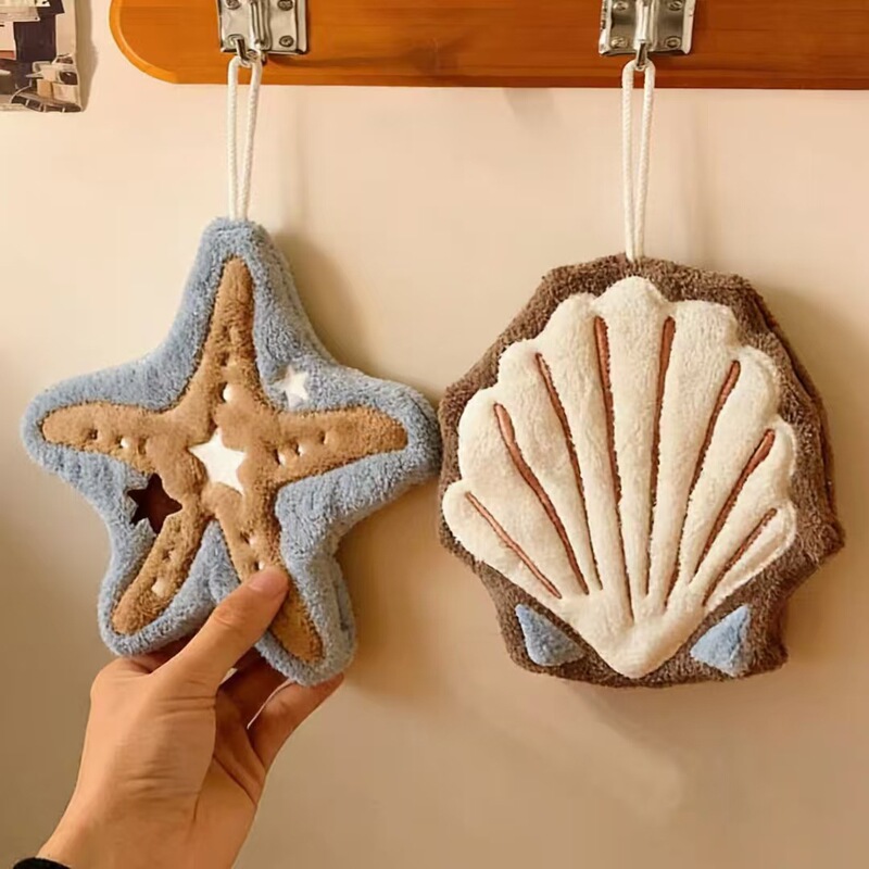 Cartoon Hanging Hand Towel Coral Fleece Thickened Absorbent Quick-Dry Hand Towel Handkerchief Towel Children's Square Towel Hand Towel