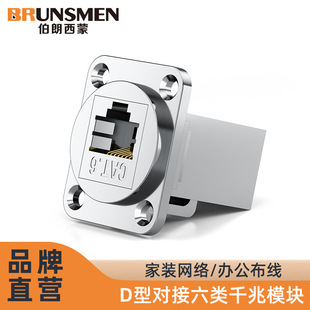 Suitable for Rj45 Interface Home Decoration D-Shaped Socket Panel Module Cat6 Gigabit Network Cable Splitter