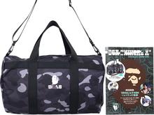 日本杂志赠品猿人头圆桶户外防水多功能旅行袋 黑白迷彩色手提包