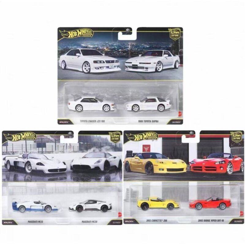 Hot Wheels Car Culture Maserati Toyota Viper Dual Car Set Simulation Alloy Car Model Collectible Toy