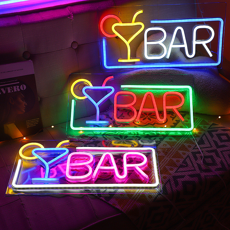Transfronterizo nuevo LED backboard neón copa de vino BAR carta modelado luz montado en la pared BAR luz decorativa suministro directo de fábrica
