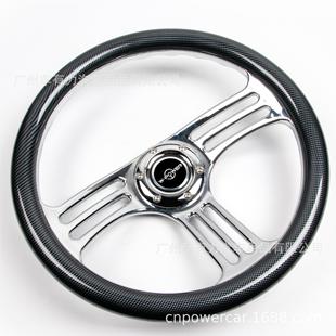 Factory direct sales car general W-POWER electroplated steering wheel 14 inch carbon grain steering wheel