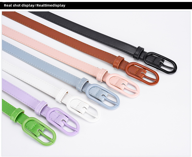 Macaron Color Matching UP Pin Buckle Belt Women's Dress All-match Decorative Belt Cross-border High-end Sense New Belt_viptrois.com