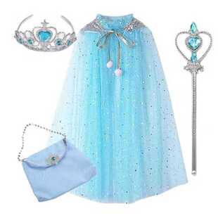 Girls' New Frozen Elsa and Anna Princess Cape Spring Dress-Up Performance Shawl Baby Birthday Elsa Cloak