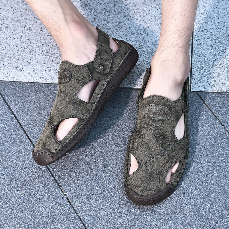 2024 Summer Men's Sandals, Outdoor Casual Dual-Purpose Sandals, Dad Shoes, Cowhide Beach Shoes