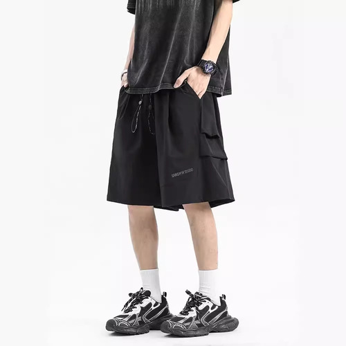 American-style Vibe Quick-Dry Parachute Shorts for Men | Summer Trendy Brand | Loose-Fit Gray Sports Cropped Beach Pants | Casual Assault Trousers