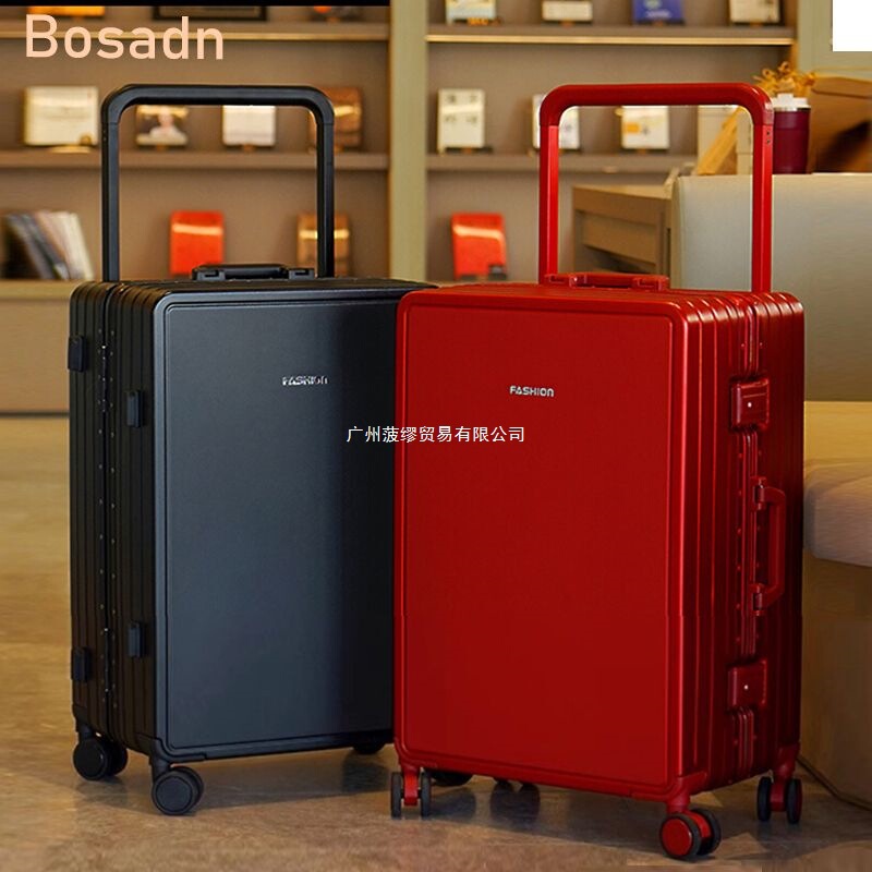 Wide Trolley Aluminum Frame Suitcase with Quiet Aircraft Wheel Protective Cover 20inch Boarding Password Box Large Capacity Travel Case
