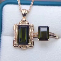 18-каратный золотой бриллиант натуральный турмалин набор с сертификатом 4.6ct кулон 2ct кольцо турмалин ручной украшения завод оптом