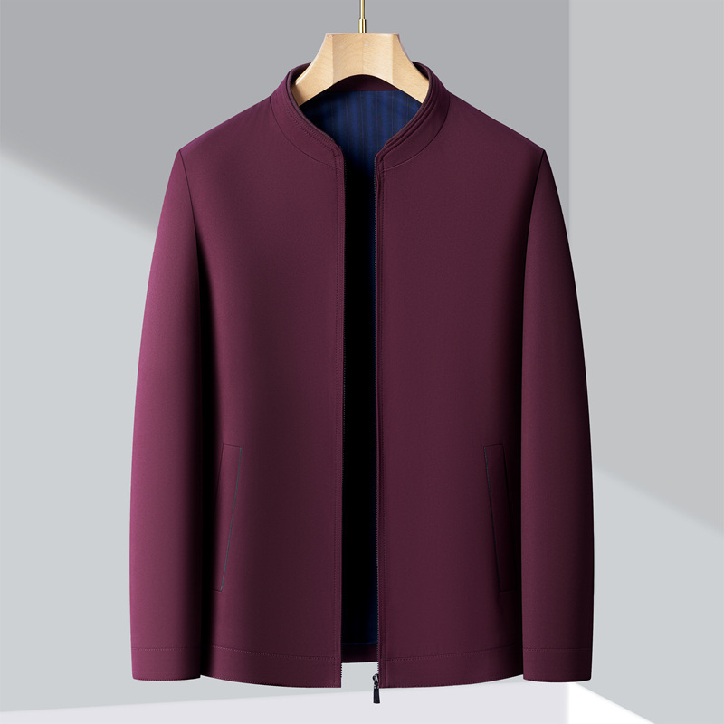 Wedding wear red stand collar jacket Spring and Autumn long sleeve stand collar 2024 spring men's jacket